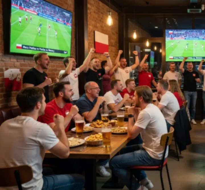 Sport na żywo w barze STACKLURE z dużymi ekranami i kibicami